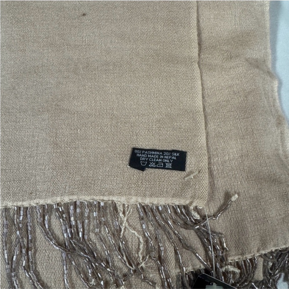 80% Pashmina 20% Silk Scarf from Nepal | Luxurious Tan Wrap